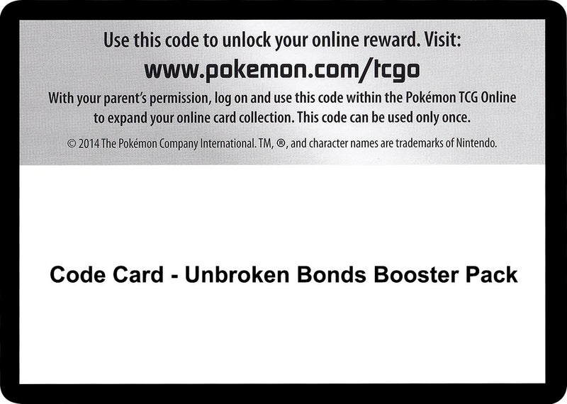 Image for Code Card - Unbroken Bonds Booster Pack - Pokemon