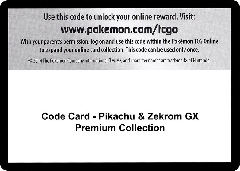 Image for Code Card - Pikachu & Zekrom GX Premium Collection (MCAP) - Pokemon