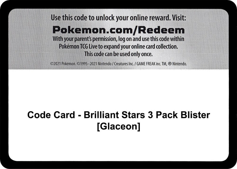 Image for Code Card - Brilliant Stars 3 Pack Blister [Glaceon] - Pokemon