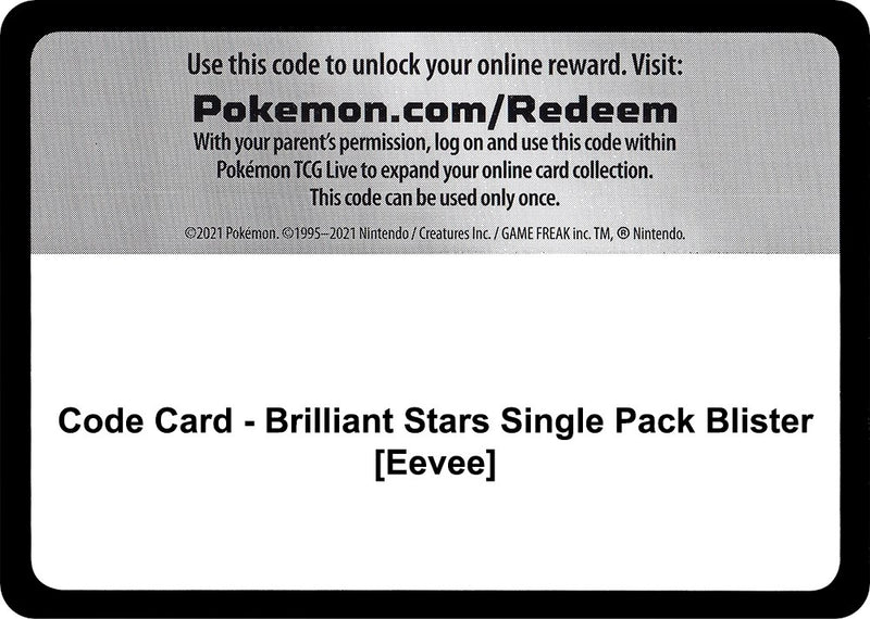 Image for Code Card - Brilliant Stars Single Pack Blister [Eevee] - Pokemon