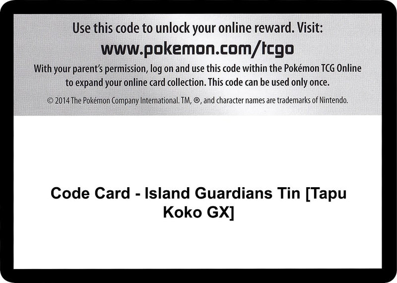 Image for Code Card - Island Guardians Tin [Tapu Koko GX] - Pokemon