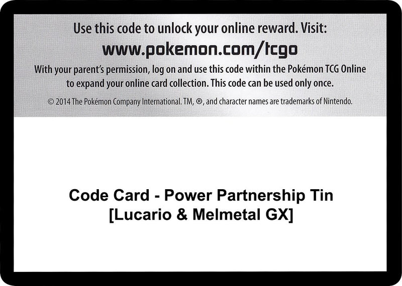 Image for Code Card - Power Partnership Tin [Lucario & Melmetal GX] - Pokemon