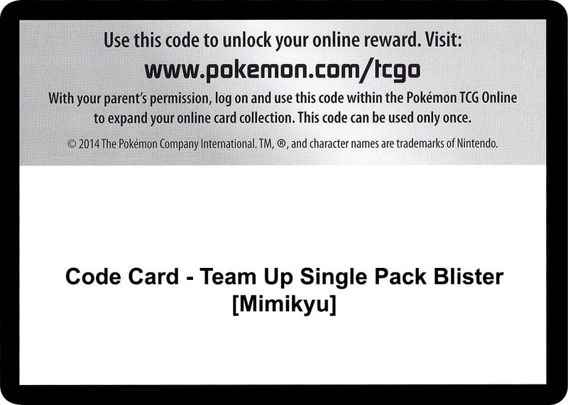 Image for Code Card - Team Up Single Pack Blister [Mimikyu] - Pokemon
