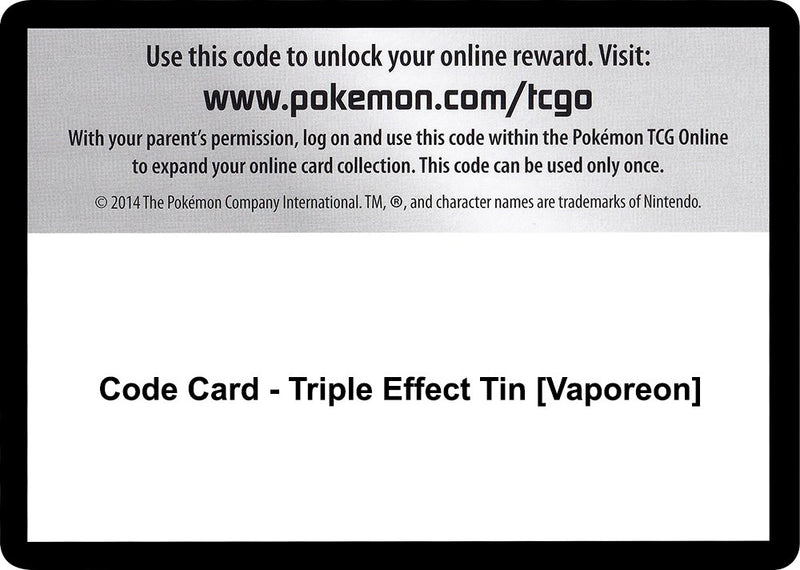 Image for Code Card - Triple Effect Tin [Vaporeon] - Pokemon