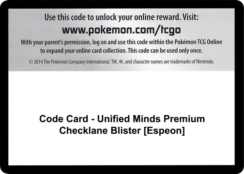 Image for Code Card - Unified Minds Premium Checklane Blister [Espeon] - Pokemon
