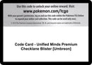 Image for Code Card - Unified Minds Premium Checklane Blister [Umbreon] - Pokemon