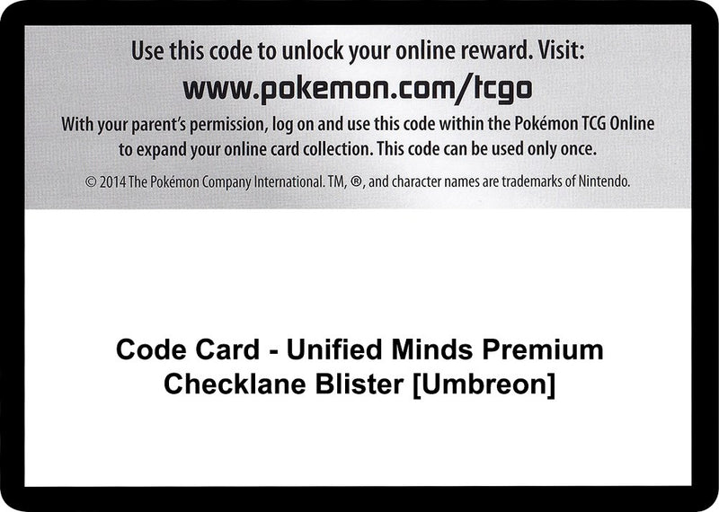 Image for Code Card - Unified Minds Premium Checklane Blister [Umbreon] - Pokemon