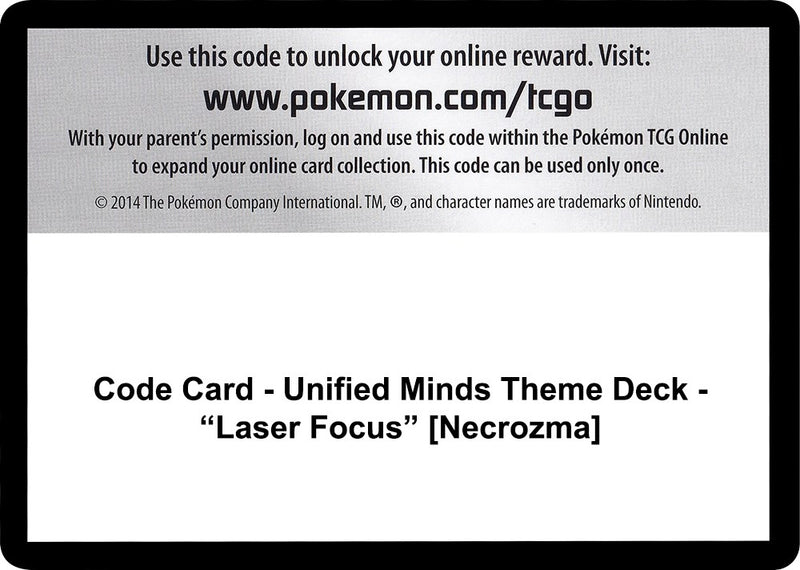 Image for Code Card - Unified Minds Theme Deck - "Laser Focus" [Necrozma] - Pokemon