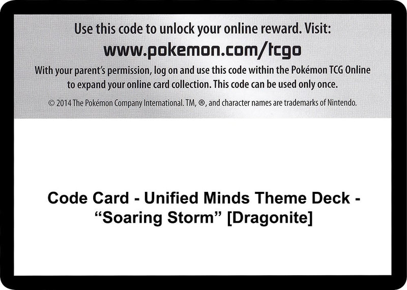 Image for Code Card - Unified Minds Theme Deck - "Soaring Storm" [Dragonite] - Pokemon