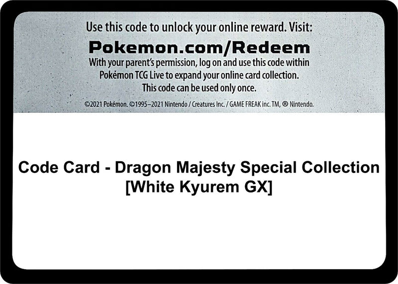 Image for Code Card - Dragon Majesty Special Collection [White Kyurem GX] - Pokemon