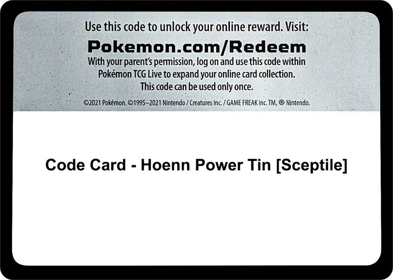 Image for Code Card - Hoenn Power Tin [Sceptile] (MCAP) - Pokemon