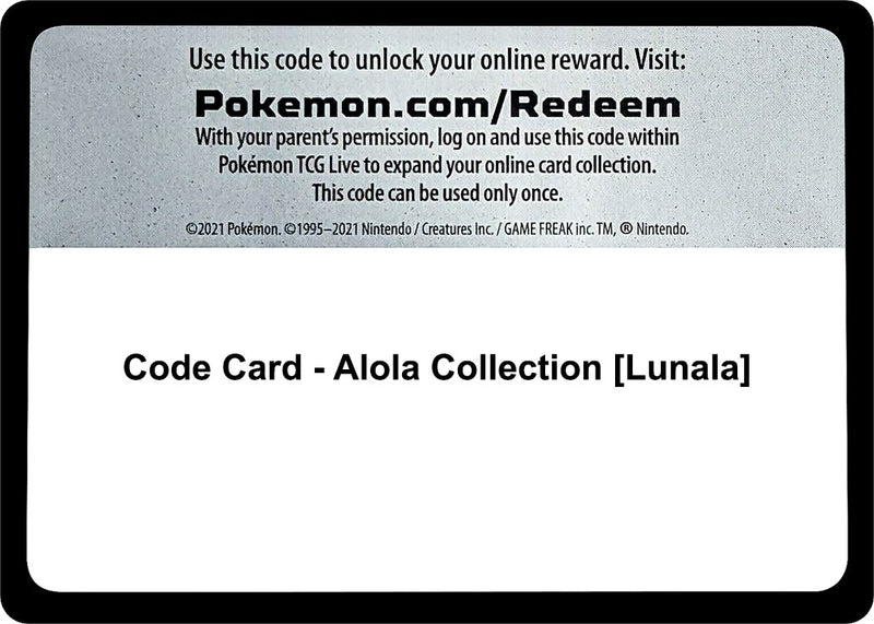 Image for Code Card - Alola Collection [Lunala] (MCAP) - Pokemon