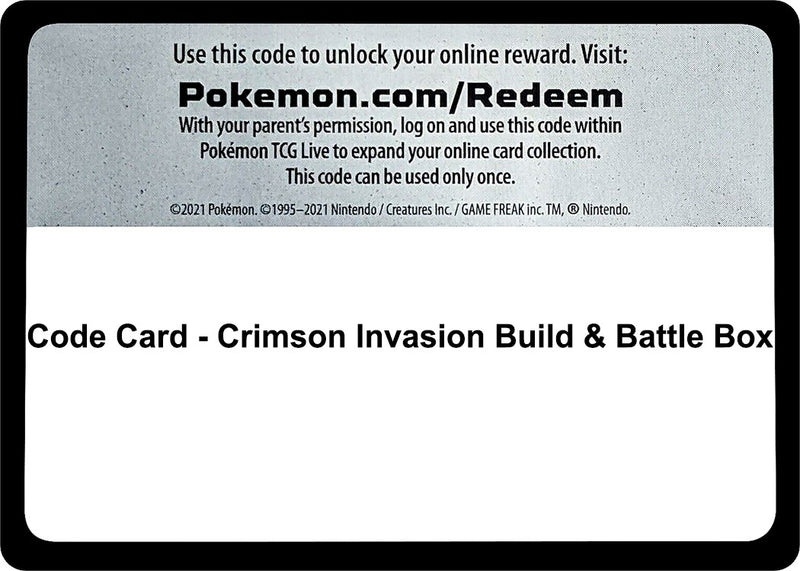 Image for Code Card - Crimson Invasion Build & Battle Box (MCAP) - Pokemon