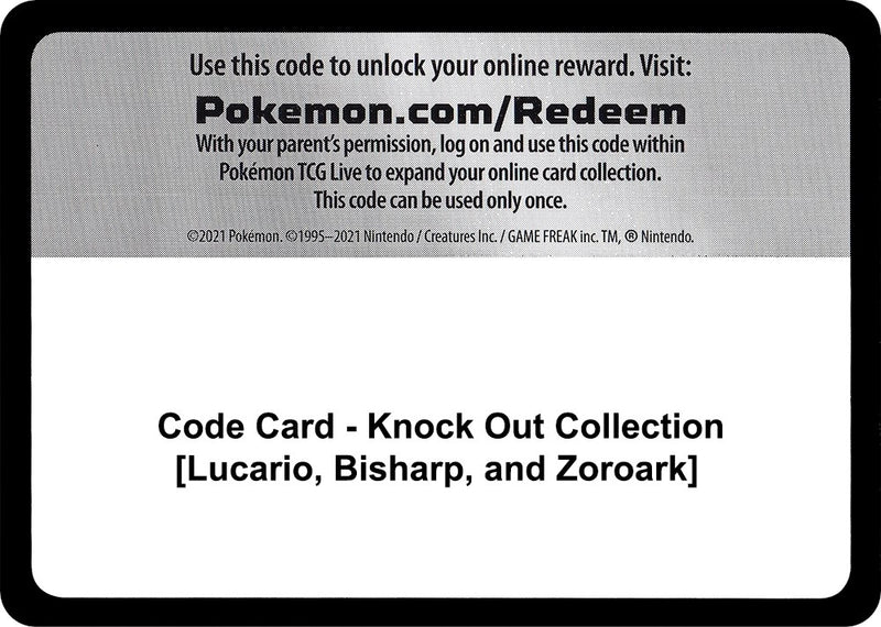 Image for Code Card - Knock Out Collection [Lucario, Bisharp, and Zoroark] (MCAP) - Pokemon