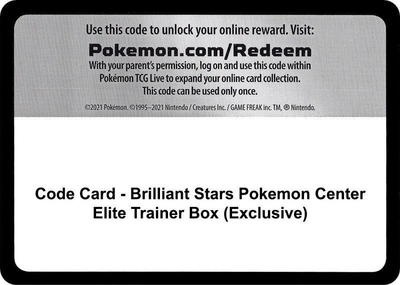 Image for Code Card - Brilliant Stars Pokemon Center Elite Trainer Box (Exclusive) - Pokemon