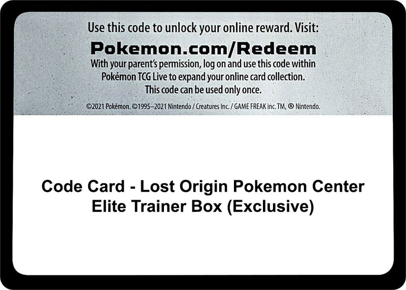 Image for Code Card - Lost Origin Pokemon Center Elite Trainer Box (Exclusive) - Pokemon