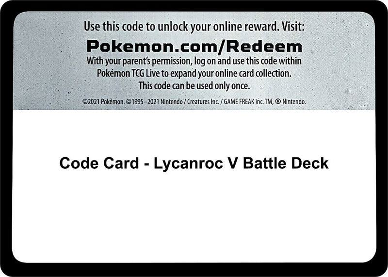 Image for Code Card - Lycanroc V Battle Deck (MCAP) - Pokemon
