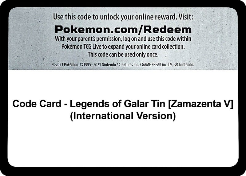 Image for Code Card - Legends of Galar Tin [Zamazenta V] (International Version) - Pokemon