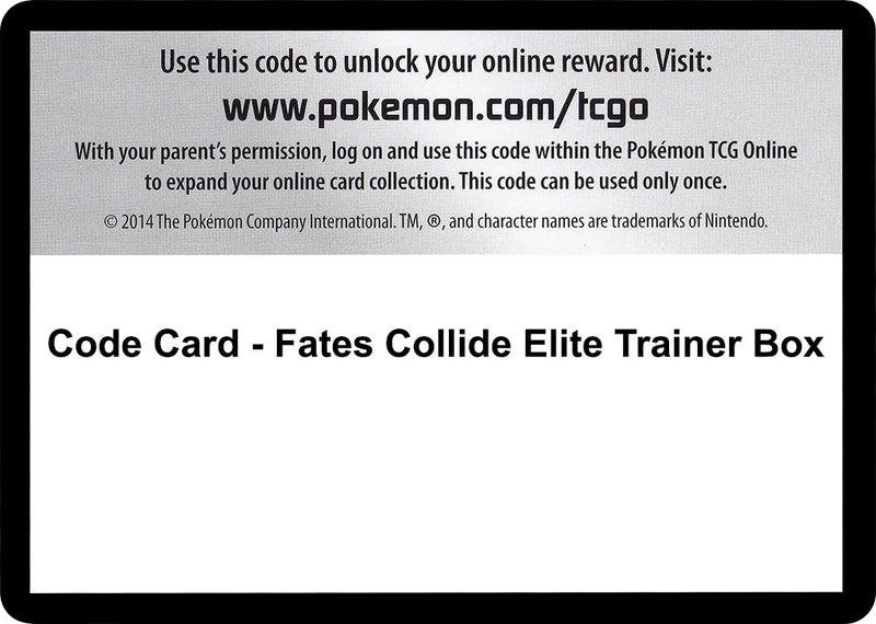 Image for Code Card - Fates Collide Elite Trainer Box - Pokemon