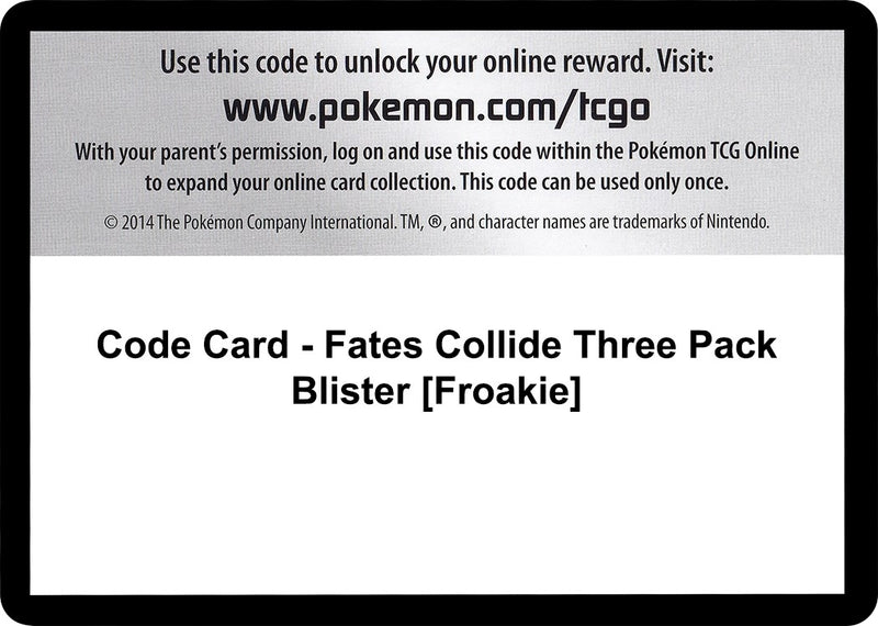 Image for Code Card - Fates Collide Three Pack Blister [Froakie] - Pokemon