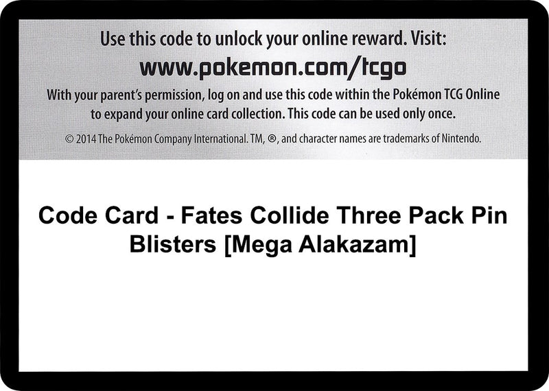 Image for Code Card - Fates Collide Three Pack Pin Blisters [Mega Alakazam] - Pokemon