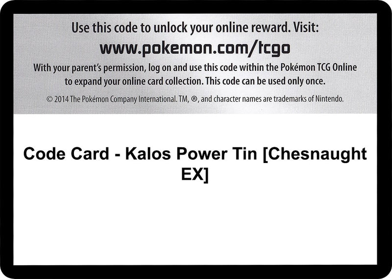 Image for Code Card - Kalos Power Tin [Chesnaught EX] - Pokemon