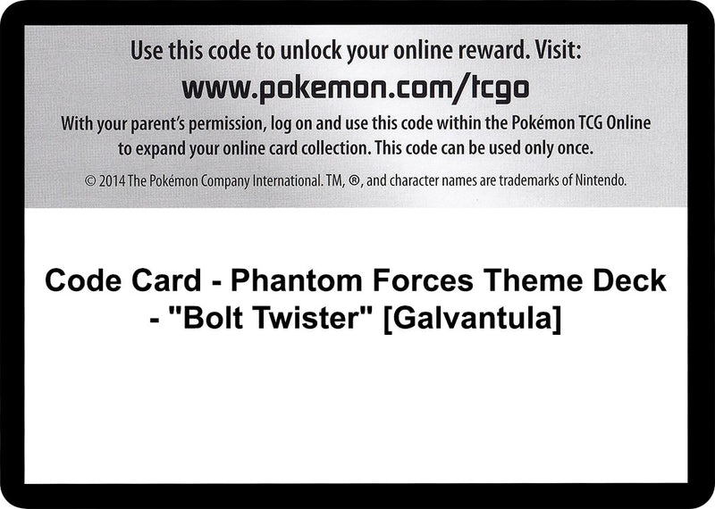 Image for Code Card - Phantom Forces Theme Deck - "Bolt Twister" [Galvantula] - Pokemon
