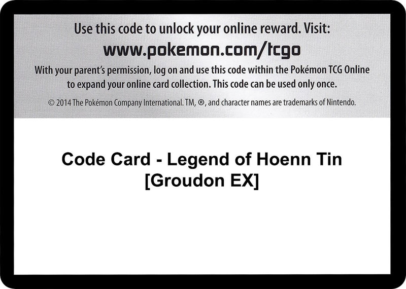 Image for Code Card - Legend of Hoenn Tin [Groudon EX] - Pokemon
