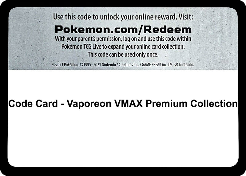 Image for Code Card - Vaporeon VMAX Premium Collection (MCAP) - Pokemon