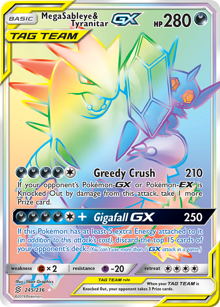 Mega Ténéfix & Tyranocif GX (245/236) [Soleil et Lune : Harmonie des Esprits]