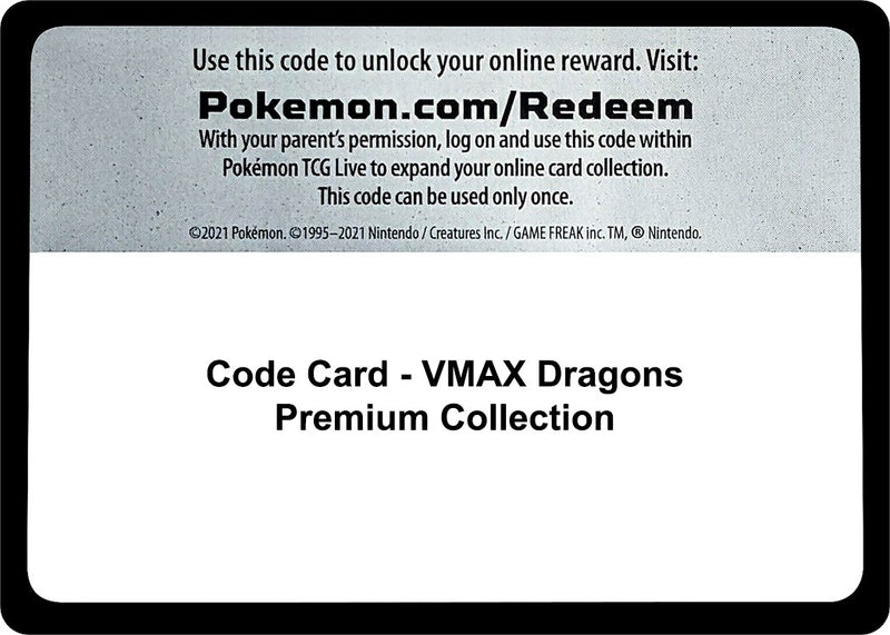 Image for Code Card - VMAX Dragons Premium Collection (MCAP) - Pokemon