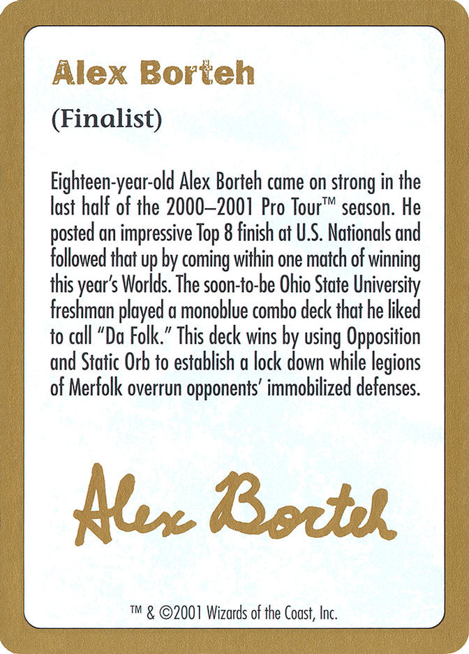 Alex Borteh Biografía [Mazo del Campeonato Mundial 2001]