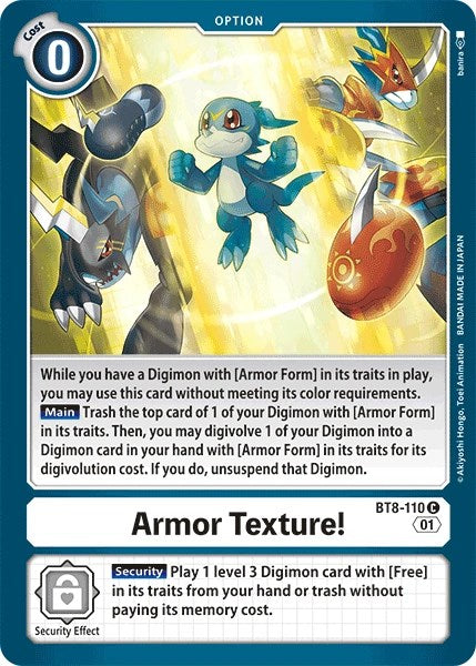 ¡Textura de armadura! [BT8-110] [Cartas del Paquete de Revisión]