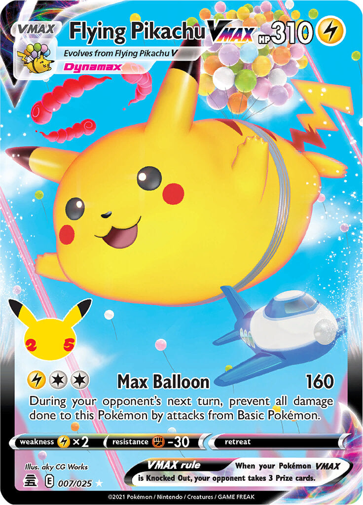 Pikachu VMAX Volador (007/025) [Celebraciones: 25º Aniversario]