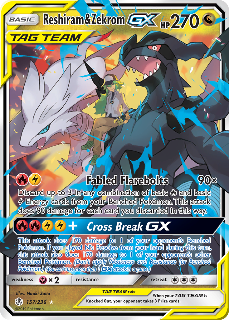 Reshiram et Zekrom GX (157/236) [Soleil et Lune : Éclipse Cosmique]