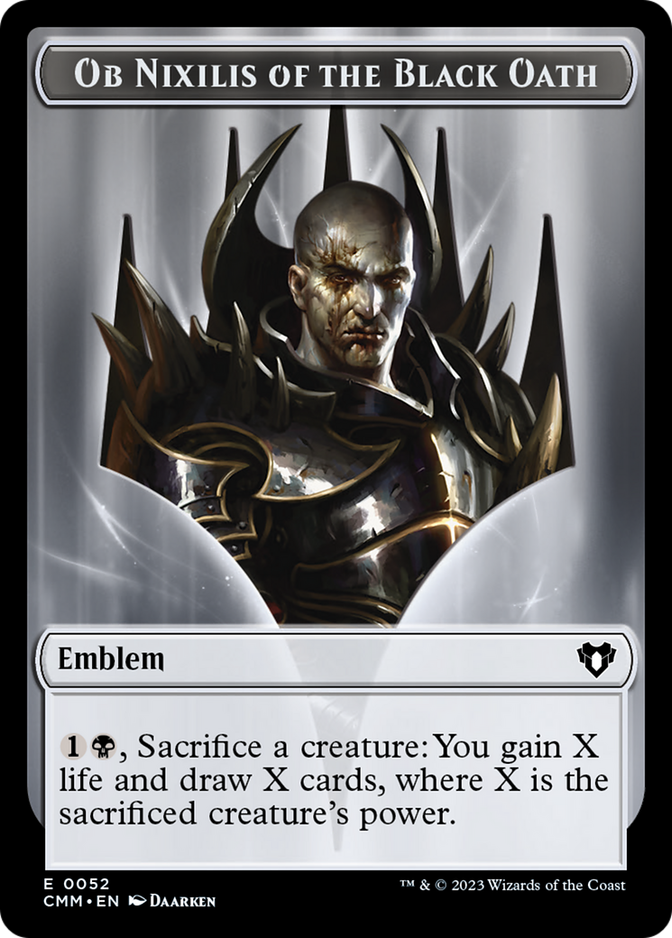 Emblème d'Ob Nixilis du Serment noir [Jetons Commander Masters]