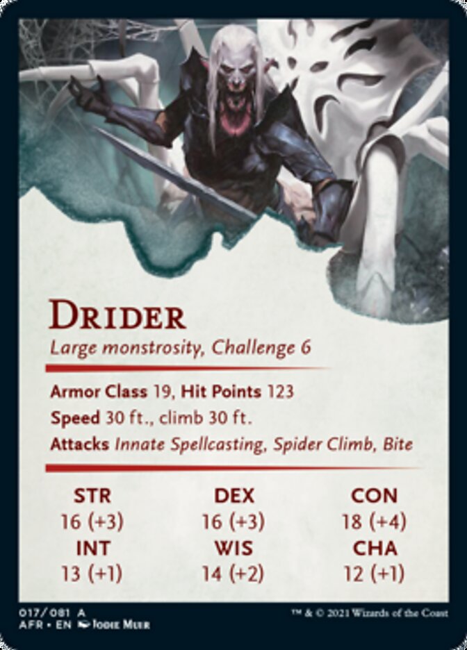 Carte illustrée de Drider [Dungeons & Dragons : Aventures dans les Royaumes Oubliés - Série d'art]