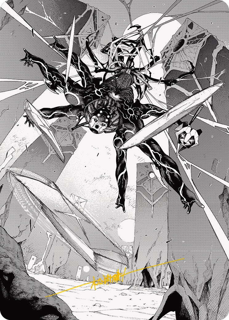 Kaito, ombre dansante 2 Carte d'art (Signature estampée or) [Phyrexia : Tous seront un Art Series]