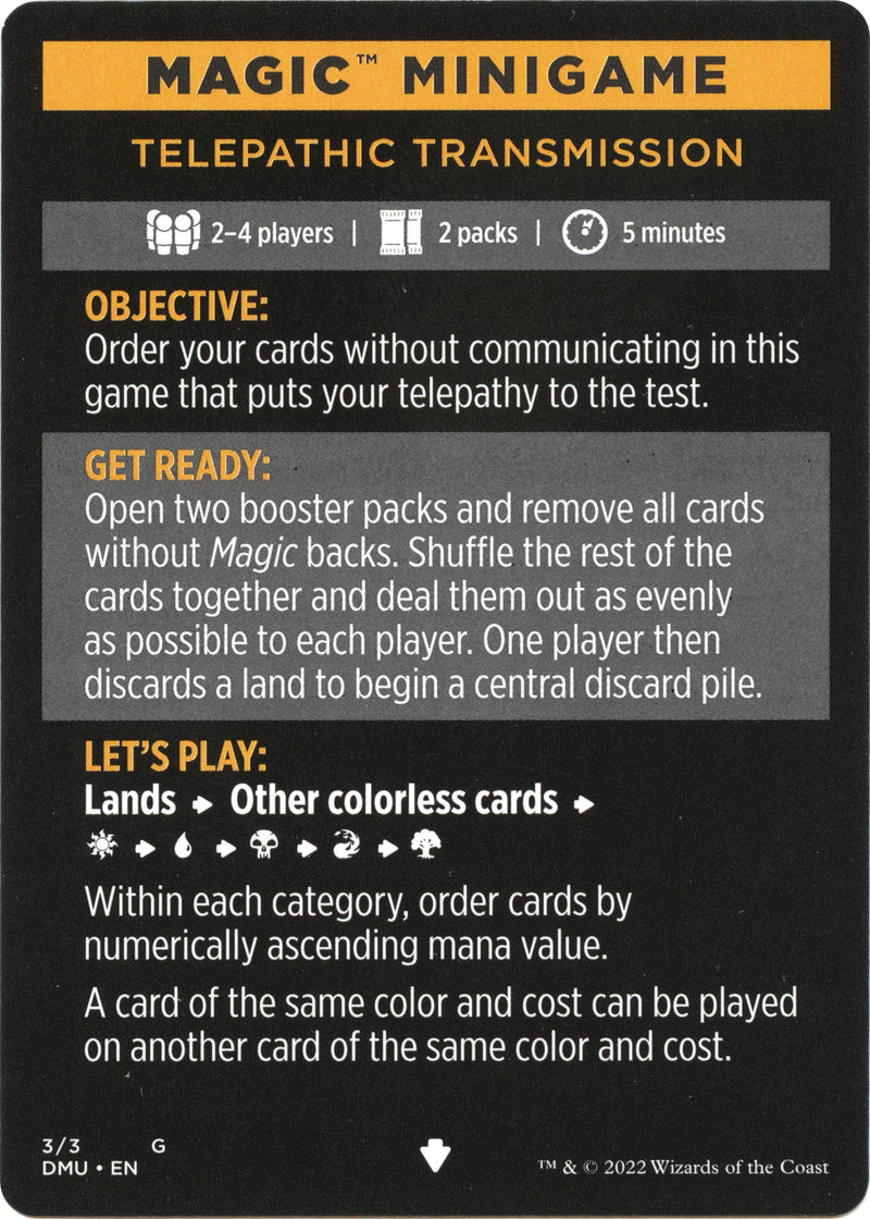 Transmission télépathique (Mini-jeu magique) [Mini-jeu Dominaria Uni]