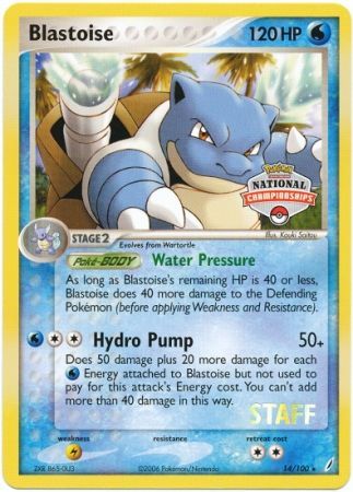 Blastoise (14/100) (Personal de promoción del Campeonato Nacional) [EX: Crystal Guardians]