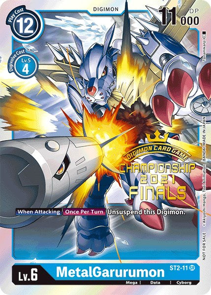 MetalGarurumon [ST2-11] (Paquete de evento de las finales del Campeonato 2021 Juego de estampado dorado de arte alternativo) [Mazo inicial: Promociones de Cocytus Azul]