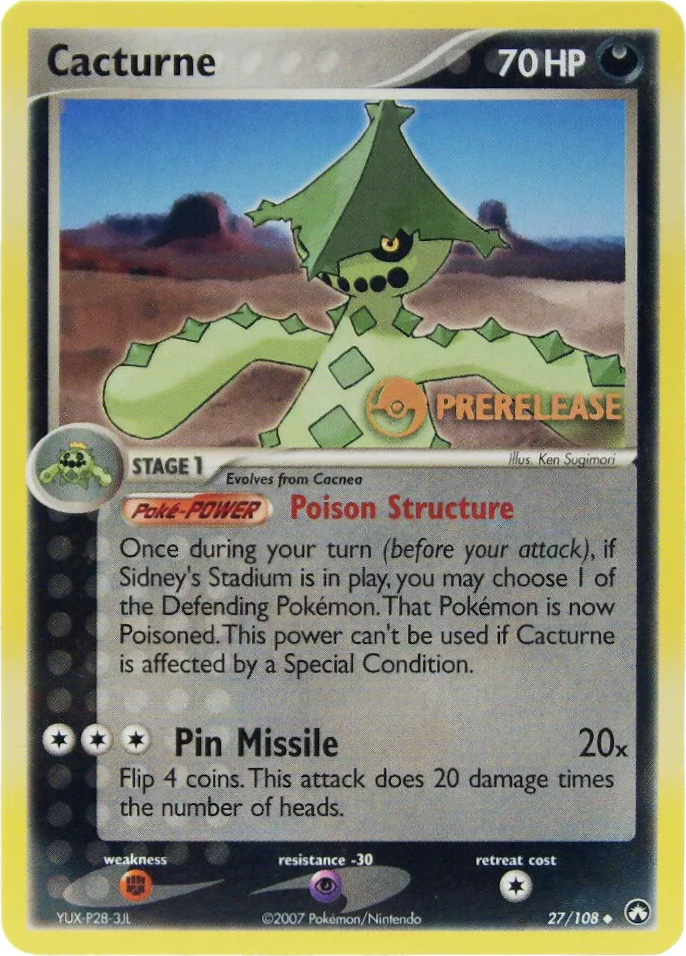 Cacturne (27/108) (Carta de Prerelease) [EX: Power Keepers]
