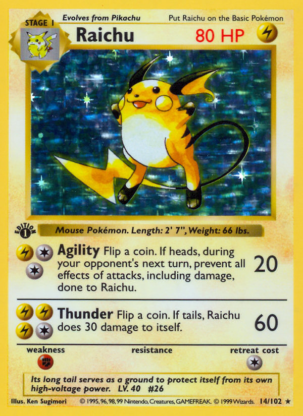 Raichu (14/102) (Sin sombra) [Primera edición del Set Básico]