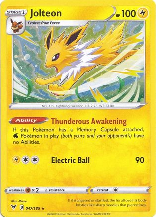 Jolteon (047/185) (Holográfica Cósmica) [Espada y Escudo: Voltaje Vívido]
