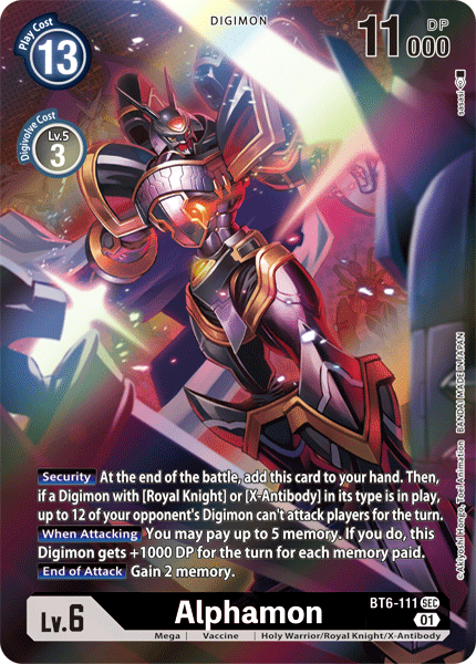 Alphamon [BT6-111] (Arte Alternativo) [Doble Diamante]