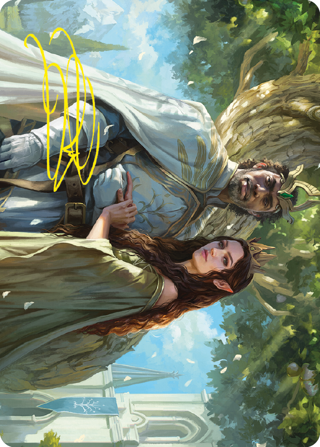 Aragorn et Arwen, Carte d'art de mariage (signature estampée or) [Le Seigneur des Anneaux : Contes de la Terre du Milieu - Série d'Art]