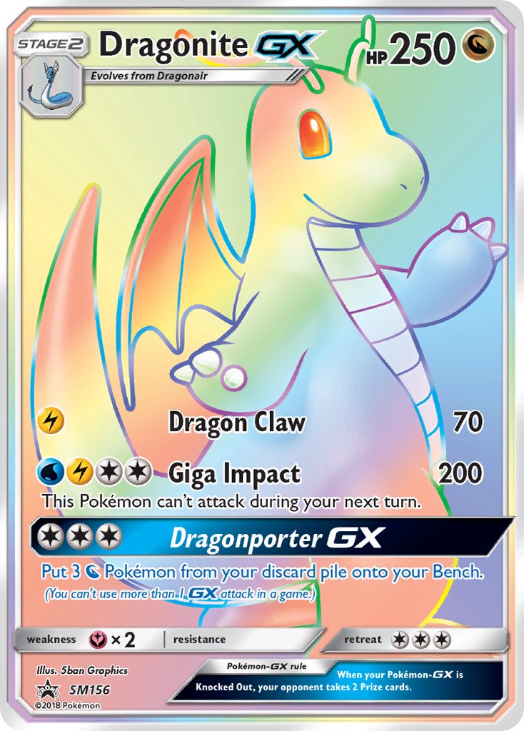 Dragonite GX (SM156) (Carta Gigante) [Sol y Luna: Promociones de Estrellas Negras]