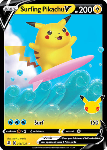 Pikachu Surfista V (008/025) [Celebraciones: 25.º Aniversario]