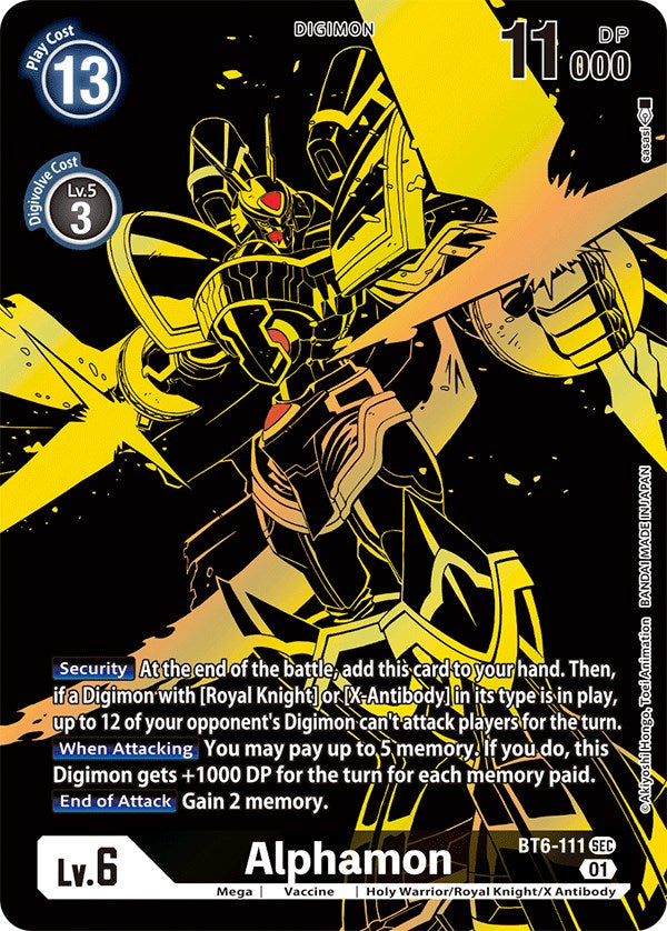 Alphamon [BT6-111] (Arte alternativo) (Dorada) [Promociones Double Diamond]
