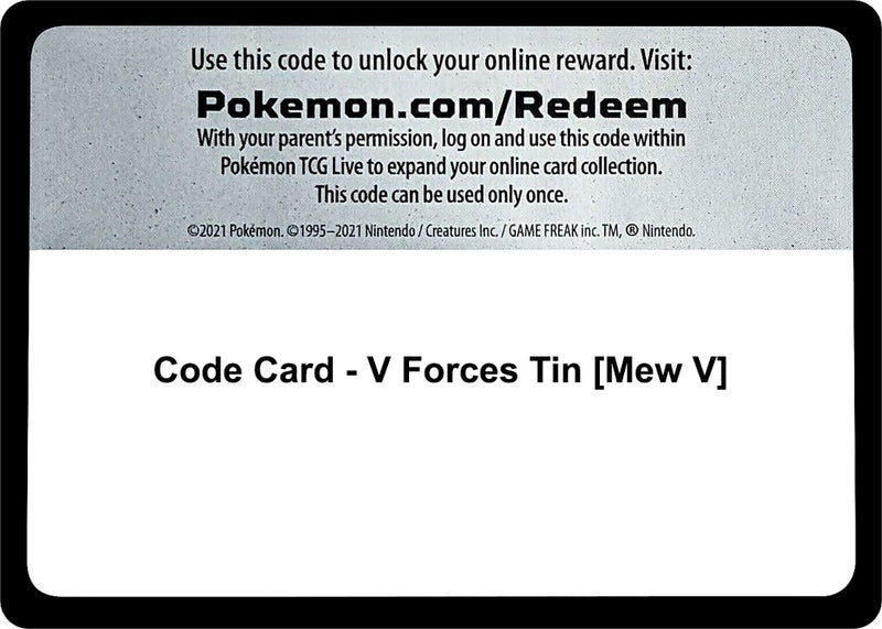 Image for Code Card - V Forces Tin [Mew V] (MCAP) - Pokemon